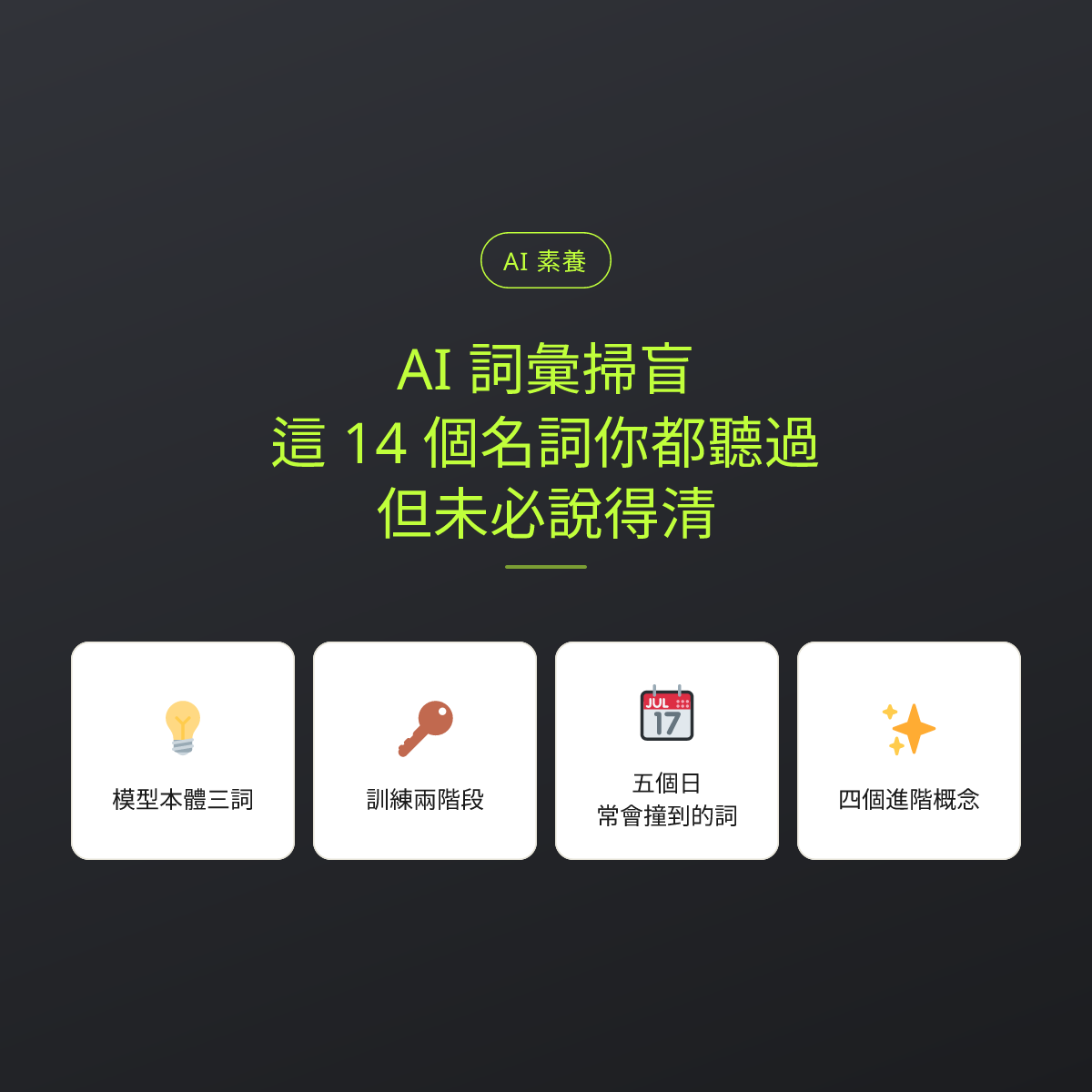 AI 詞彙掃盲：這 14 個名詞你都聽過，但未必說得清：文章重點卡