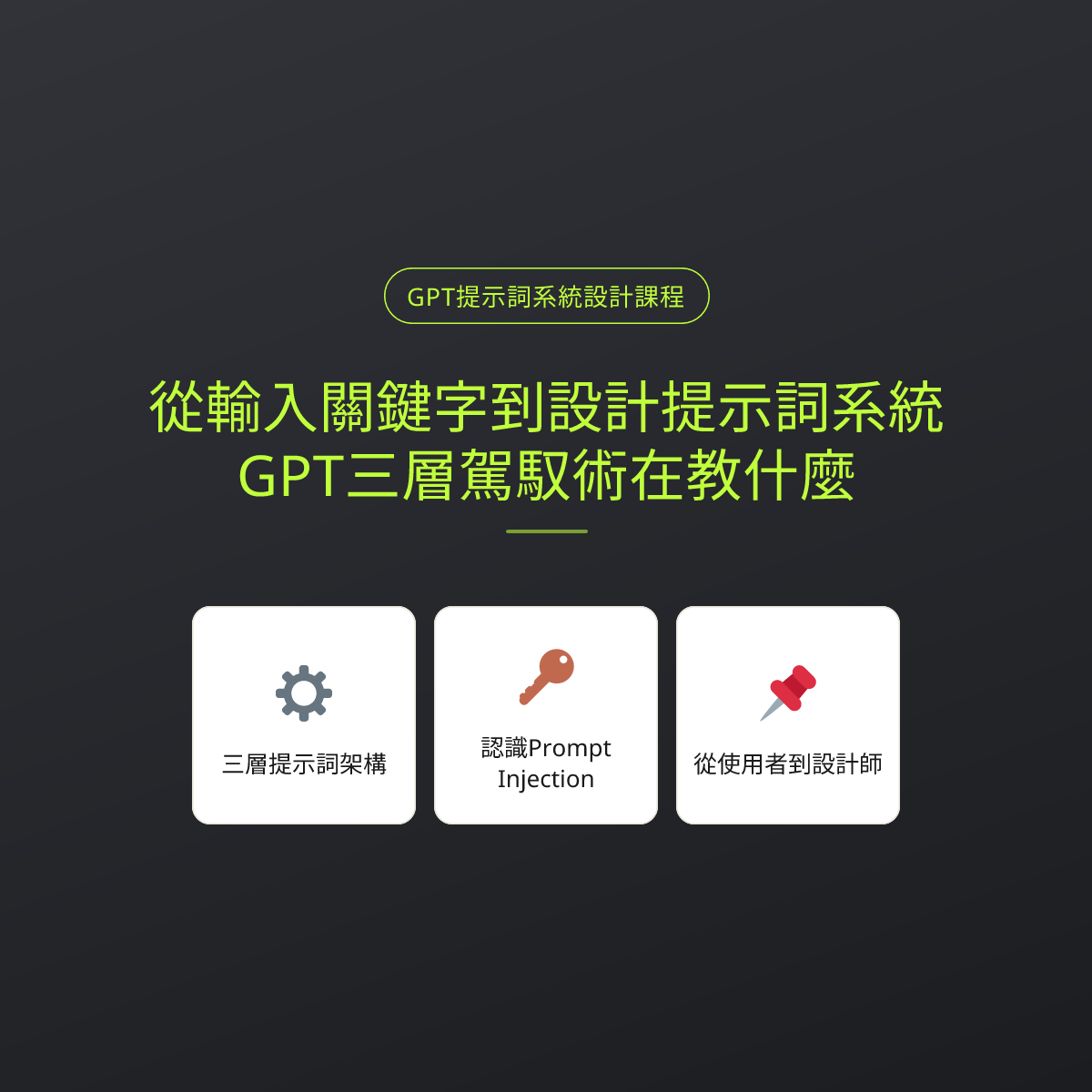 從輸入關鍵字到設計提示詞系統：GPT三層駕馭術在教什麼