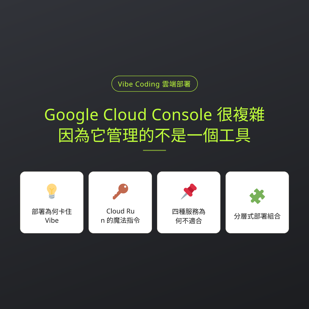 Google Cloud Console 很複雜，因為它管理的不是一個工具：文章重點卡