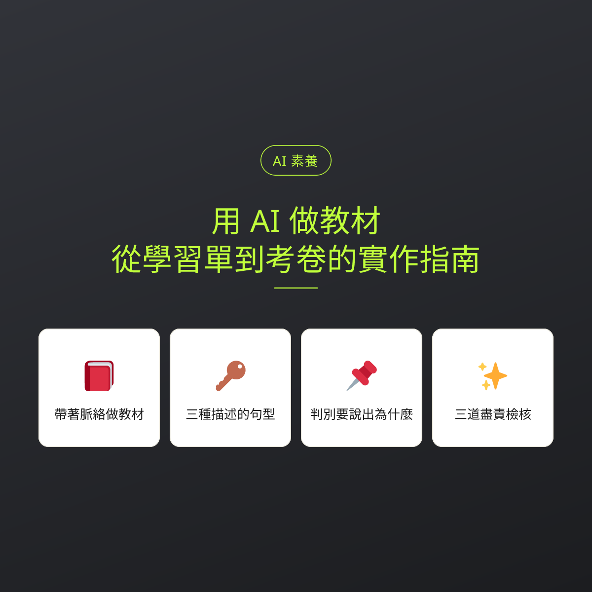 用 AI 做教材：從學習單到考卷的實作指南：文章重點卡
