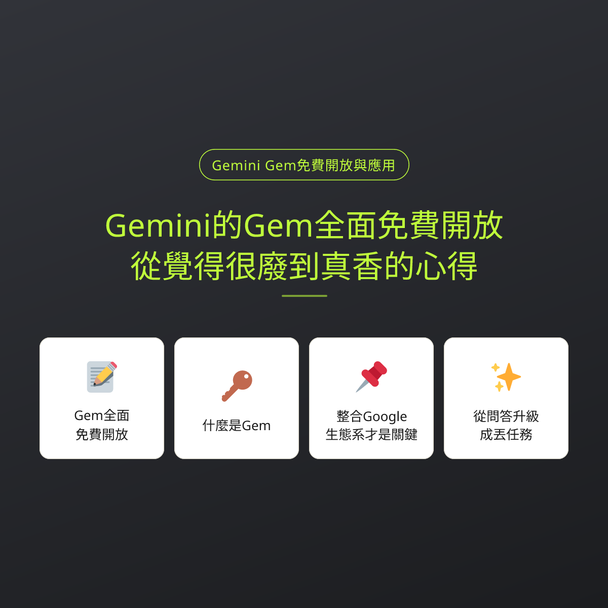 Gemini的Gem全面免費開放：從覺得很廢到真香的心得