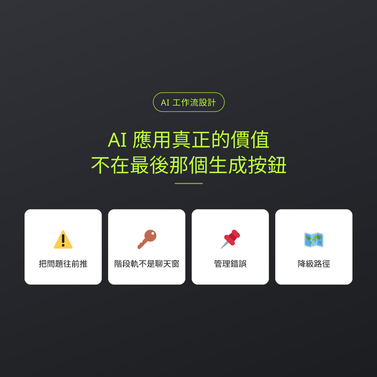 AI 應用真正的價值，不在最後那個生成按鈕：文章重點卡