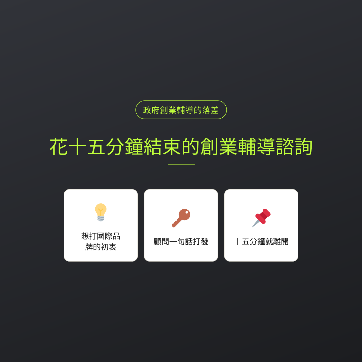 花十五分鐘結束的創業輔導諮詢