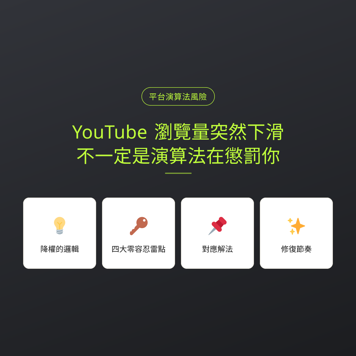 YouTube 瀏覽量突然下滑，不一定是演算法在懲罰你：文章重點卡