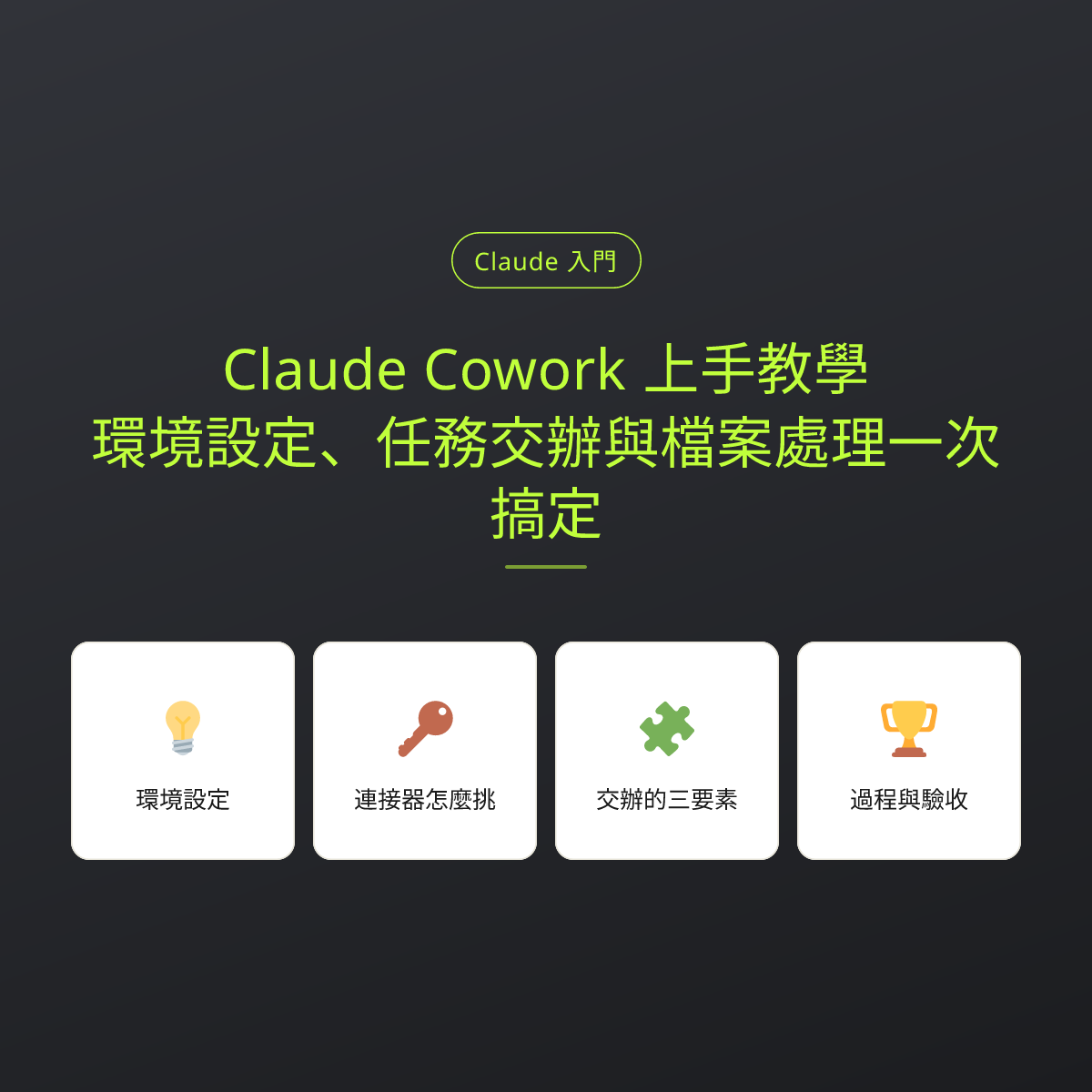 Claude Cowork 上手教學：環境設定、任務交辦與檔案處理一次搞定：文章重點卡