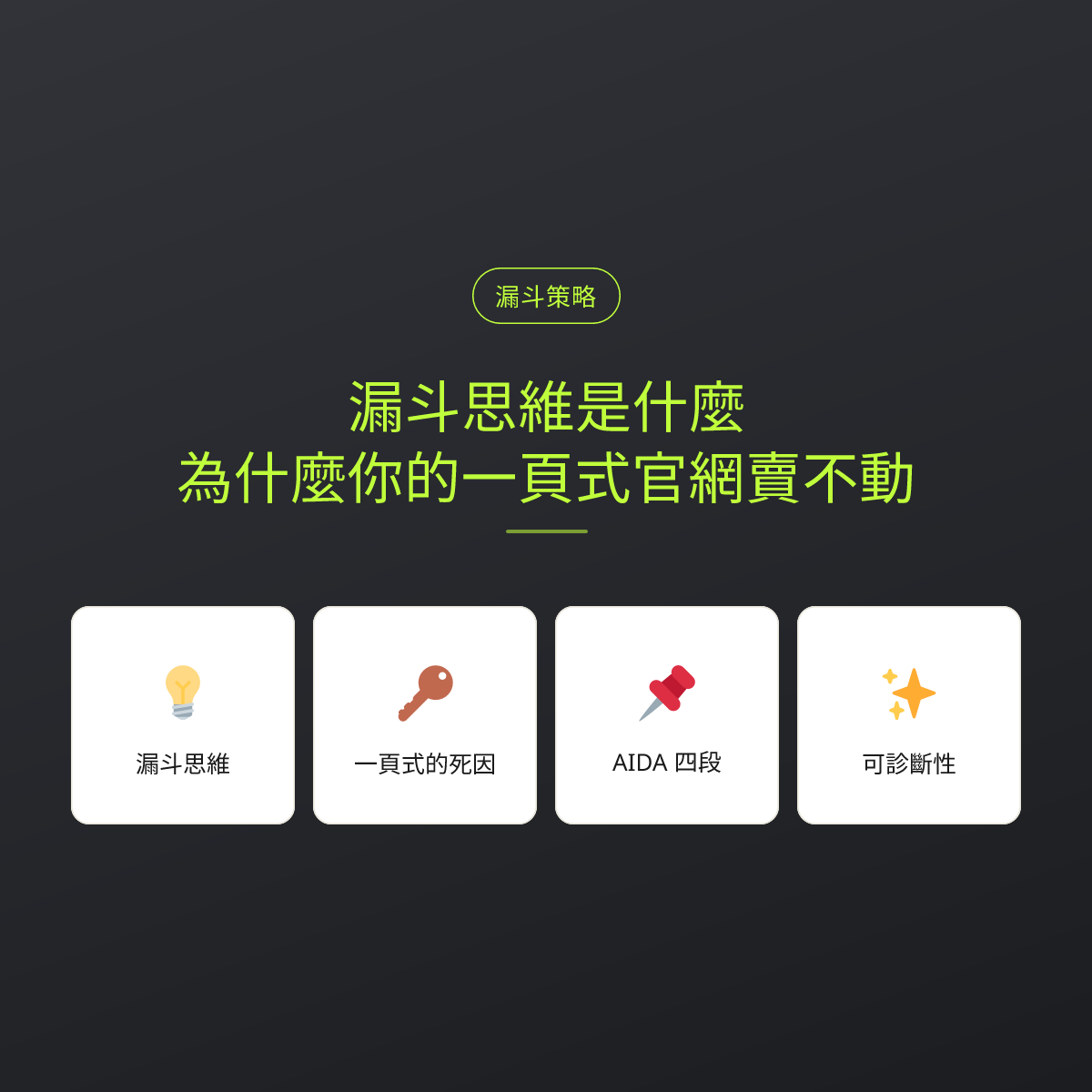 漏斗思維是什麼？為什麼你的一頁式官網賣不動：文章重點卡
