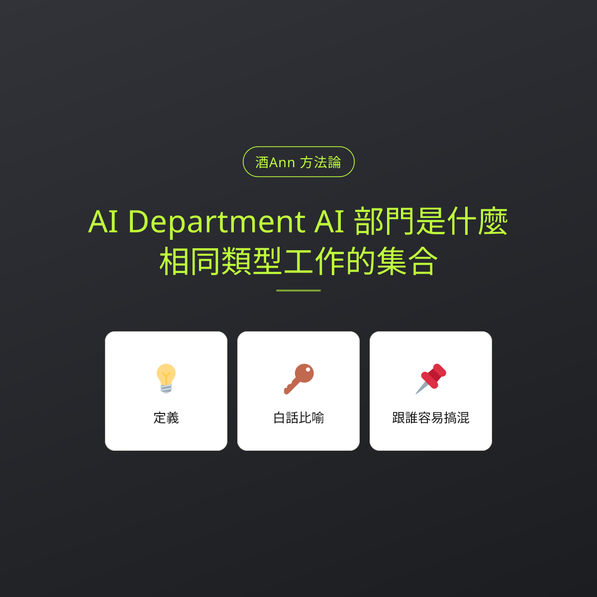 AI Department AI 部門是什麼？相同類型工作的集合：文章重點卡