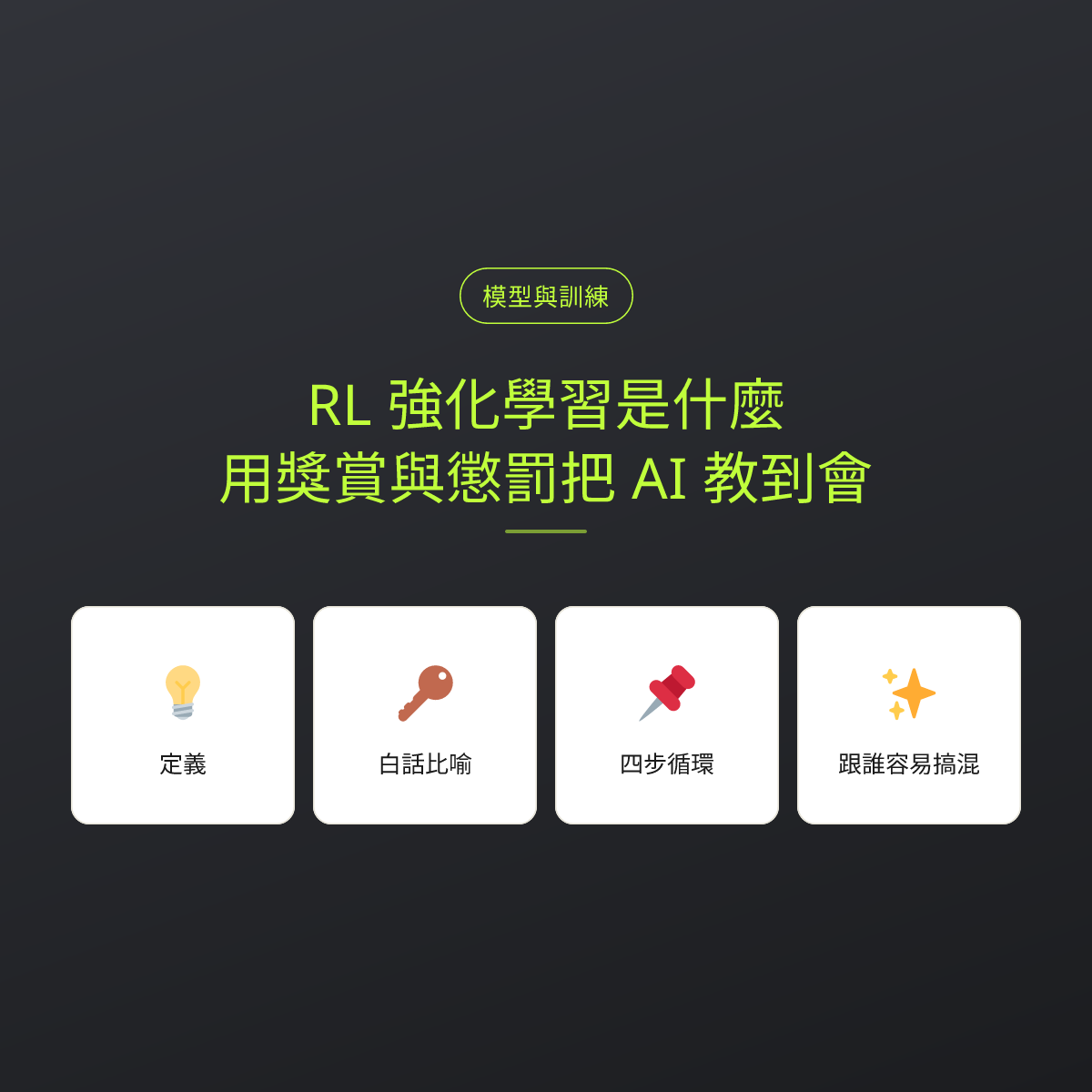 RL 強化學習是什麼？用獎賞與懲罰把 AI 教到會：文章重點卡