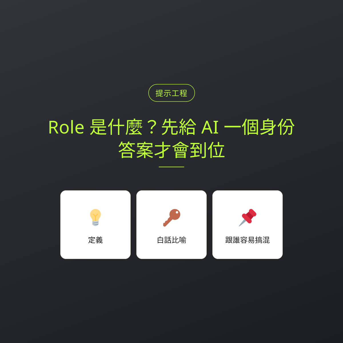 Role 是什麼？先給 AI 一個身份，答案才會到位：文章重點卡