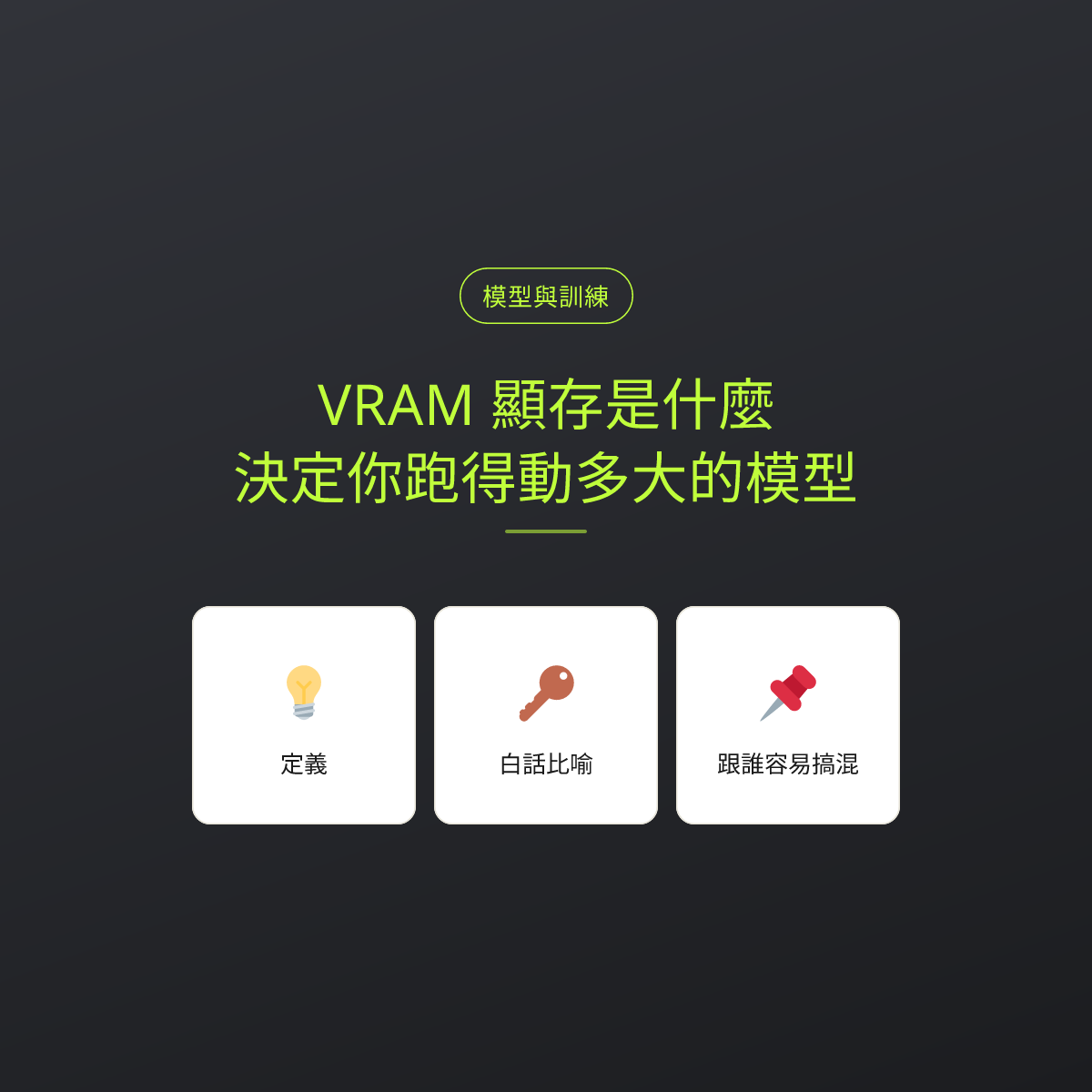 VRAM 顯存是什麼？決定你跑得動多大的模型：文章重點卡