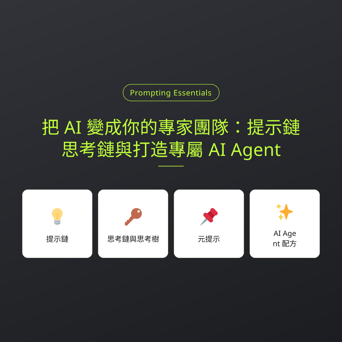 把 AI 變成你的專家團隊：提示鏈、思考鏈與打造專屬 AI Agent：文章重點卡