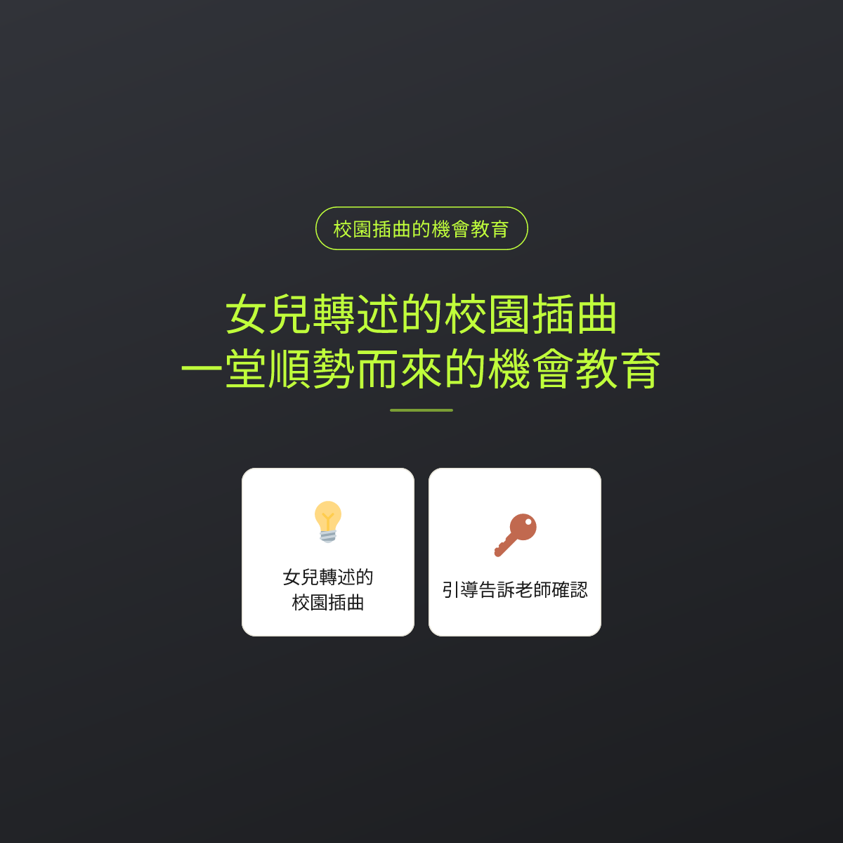 女兒轉述的校園插曲，一堂順勢而來的機會教育