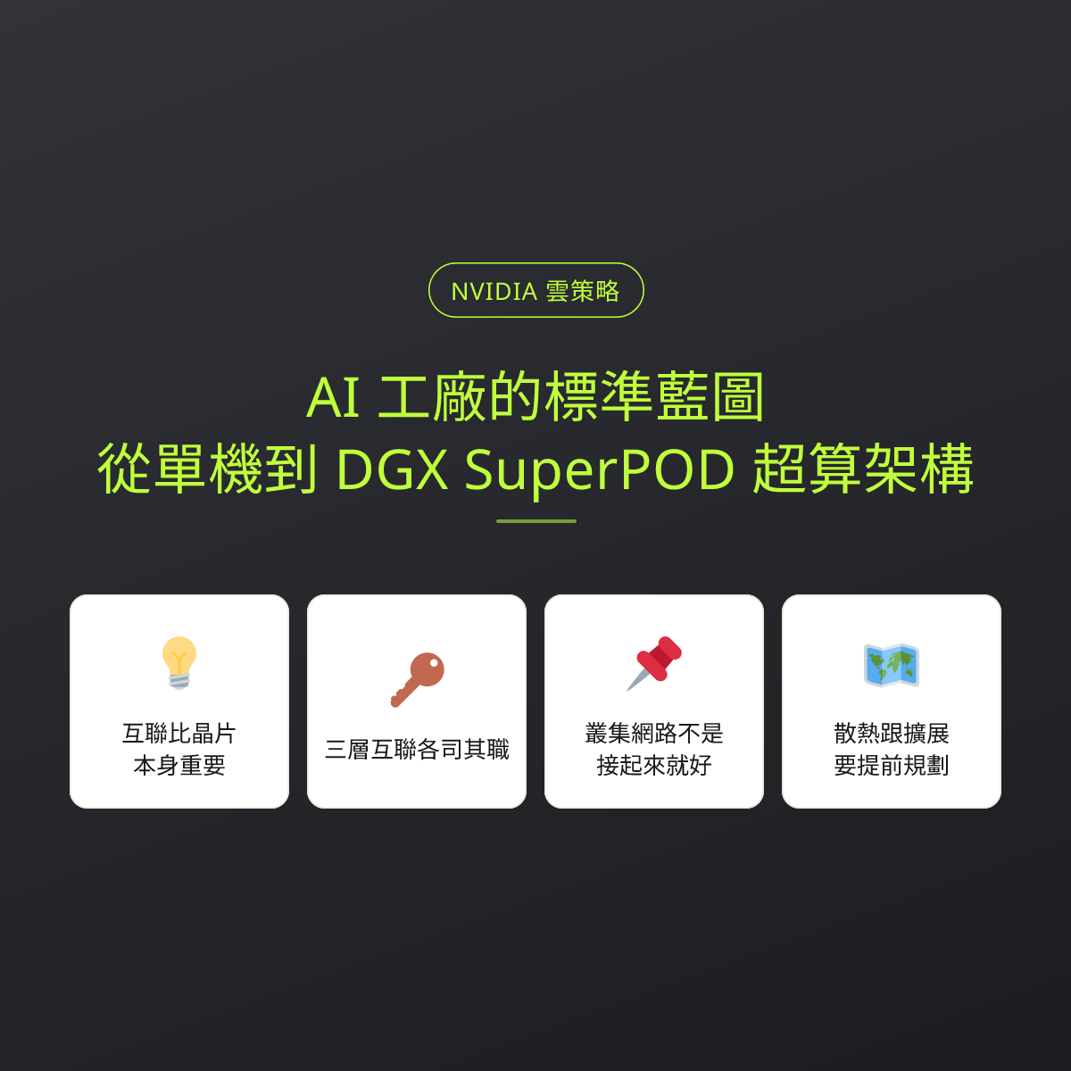 AI 工廠的標準藍圖：從單機到 DGX SuperPOD 超算架構：文章重點卡