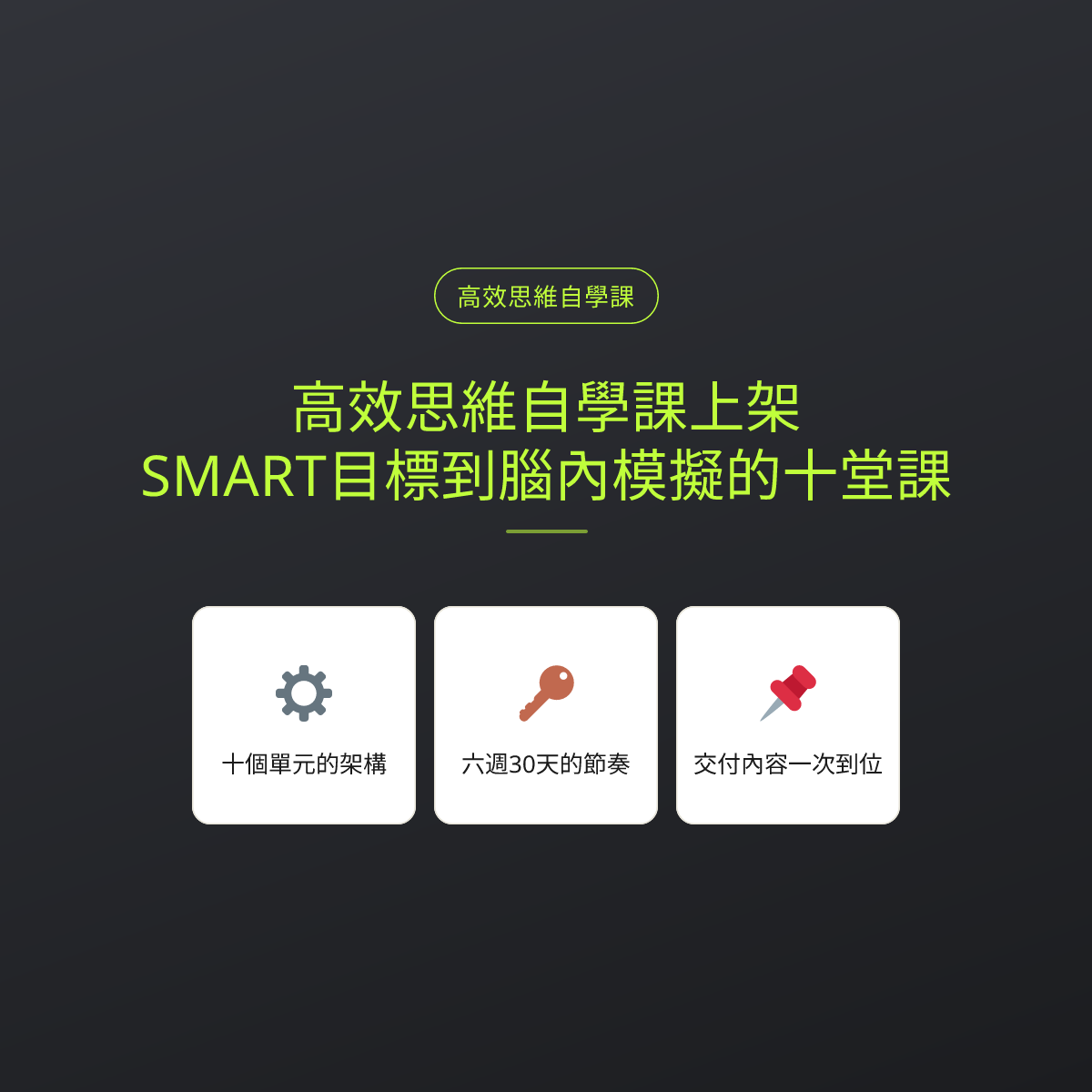 高效思維自學課上架：SMART目標到腦內模擬的十堂課