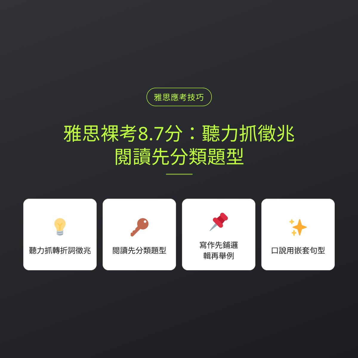 雅思裸考8.7分：聽力抓徵兆，閱讀先分類題型