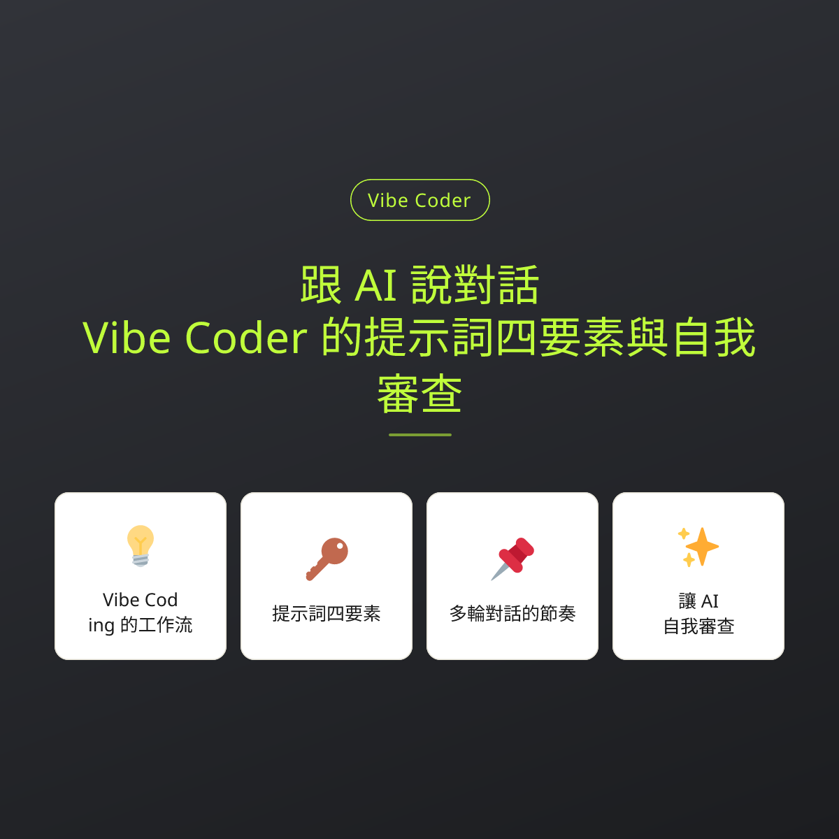 跟 AI 說對話：Vibe Coder 的提示詞四要素與自我審查